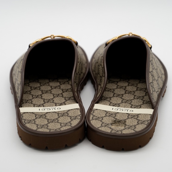 size 13G 13.5 US Gucci Horsebit GG Mule Slippers Canvas Beige Brown main image 3